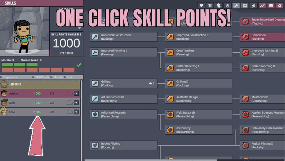 Oxygen Not Included — Duplicant Skill Manager (screenshot 2)